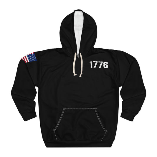 1776 - America Black Hoodie (AOP)