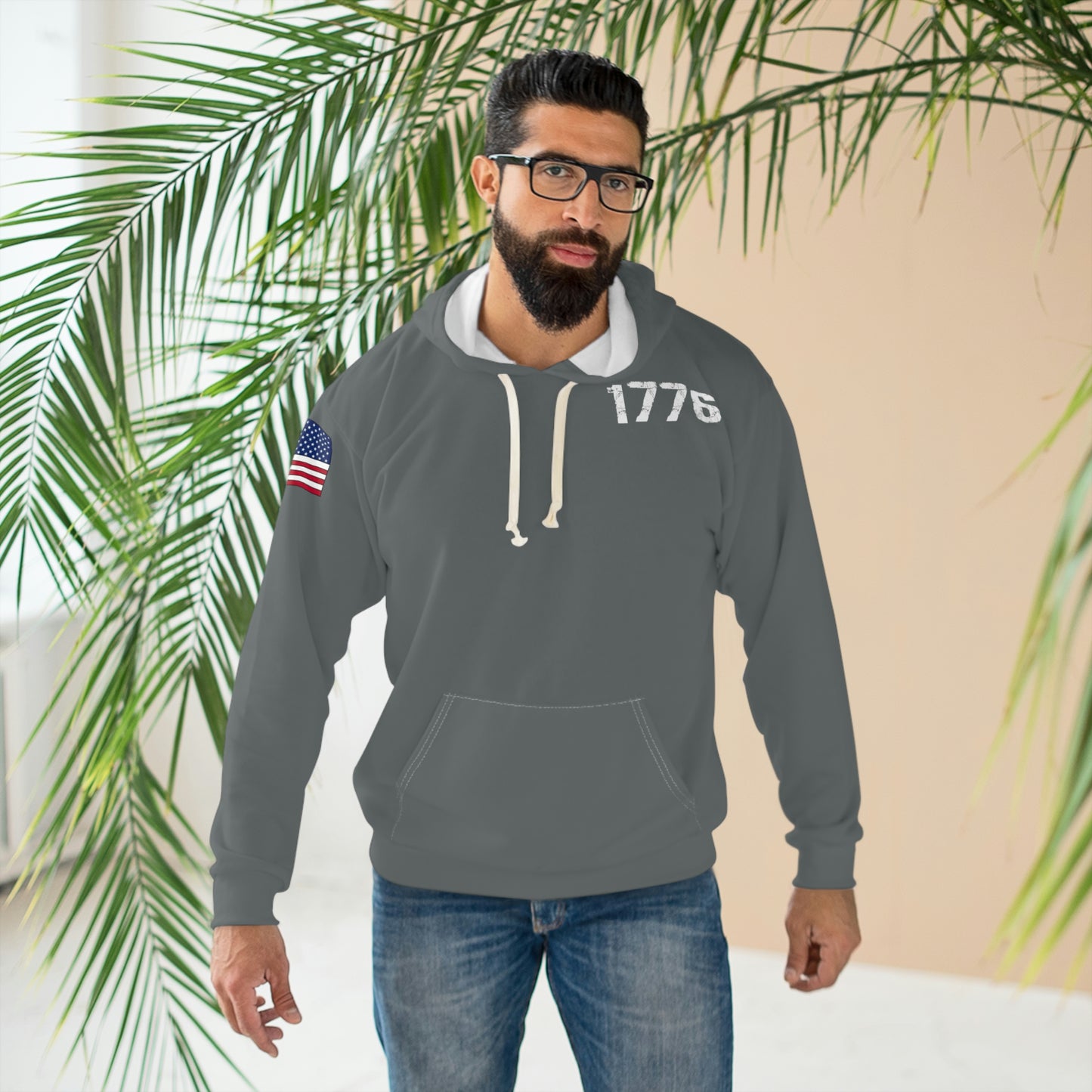 1776 - America Dark Grey Hoodie (AOP)