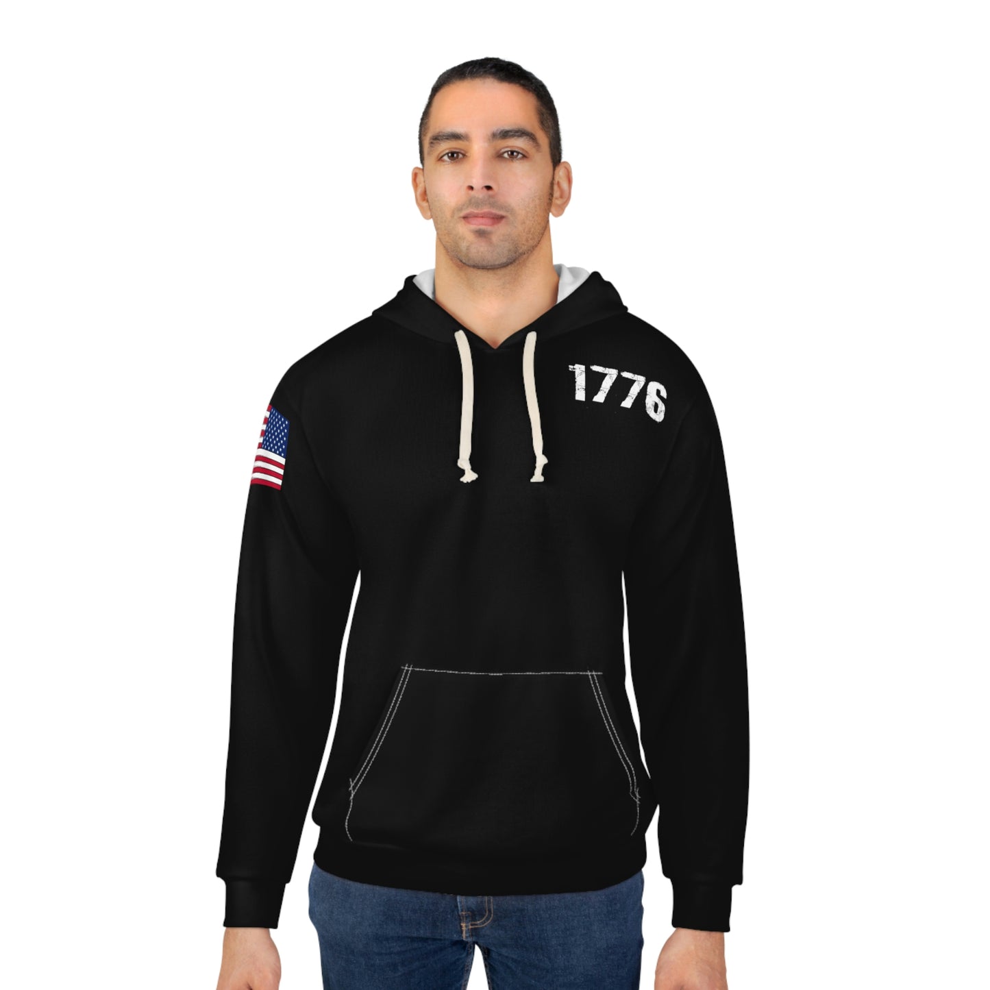 1776 - America Black Hoodie (AOP)