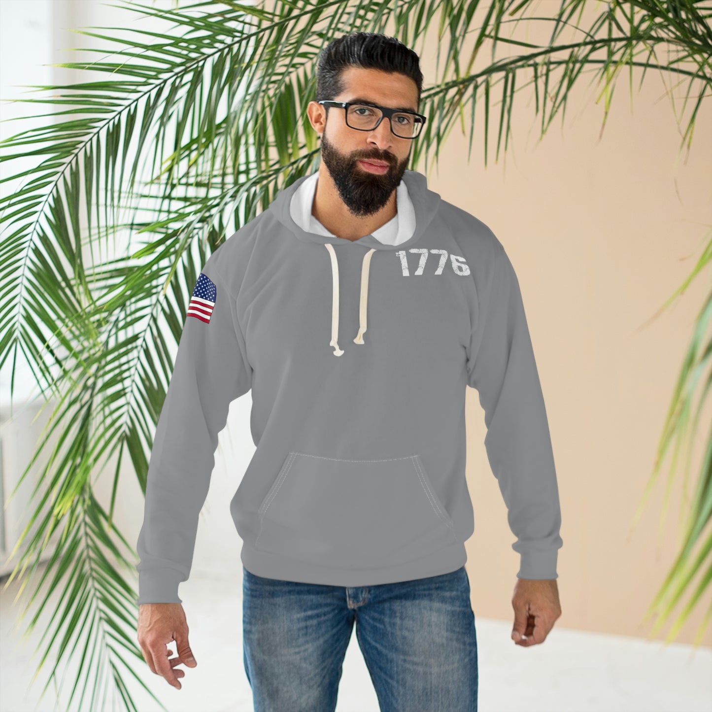 1776 - America Grey Hoodie (AOP)