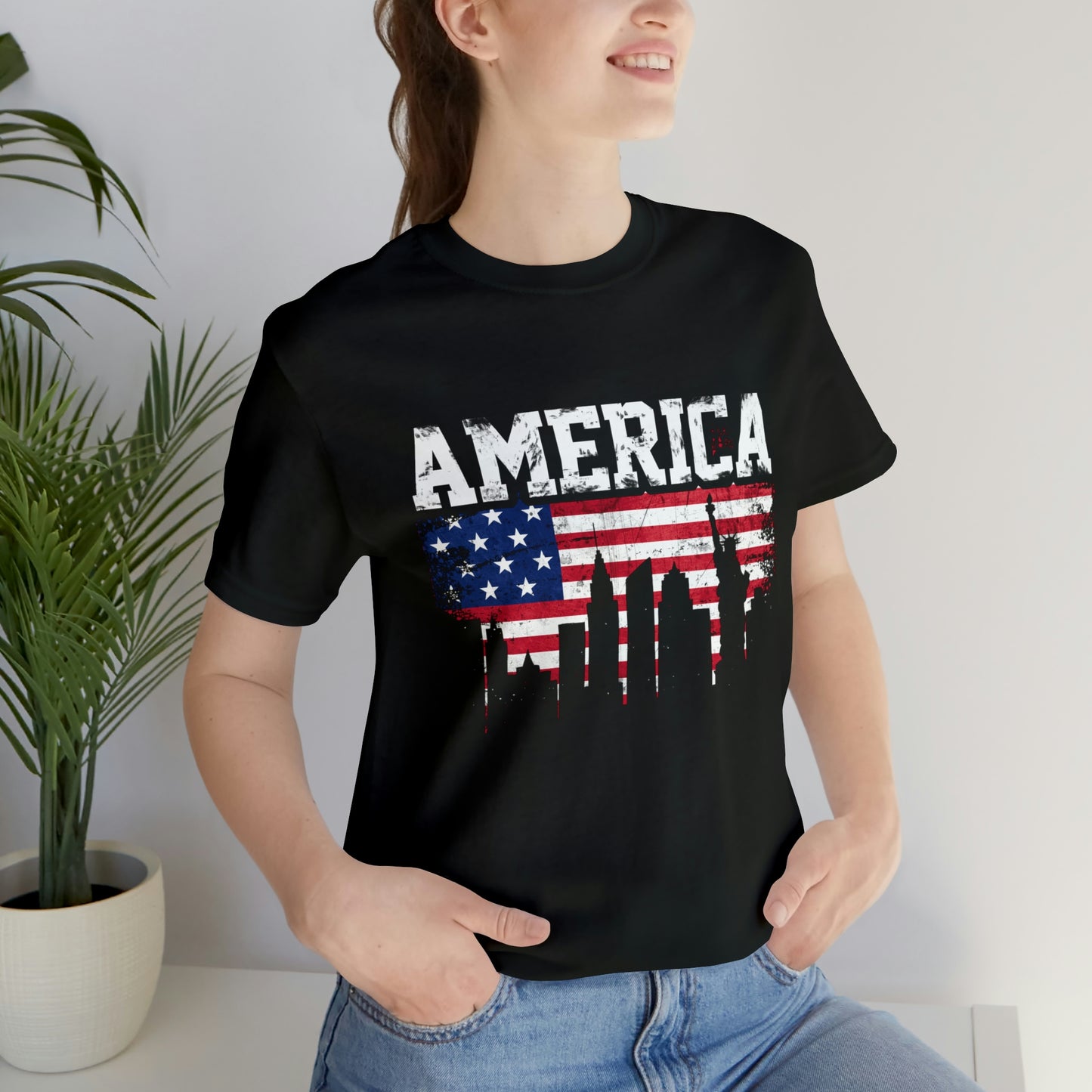America Liberty Skyline  - Short Sleeve Tee