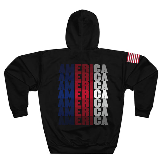 1776 - America Black Hoodie (AOP)