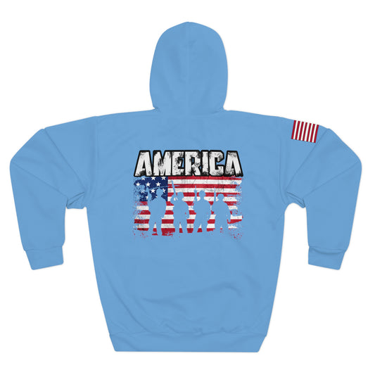 America - Troops Shadow Light Blue Hoodie