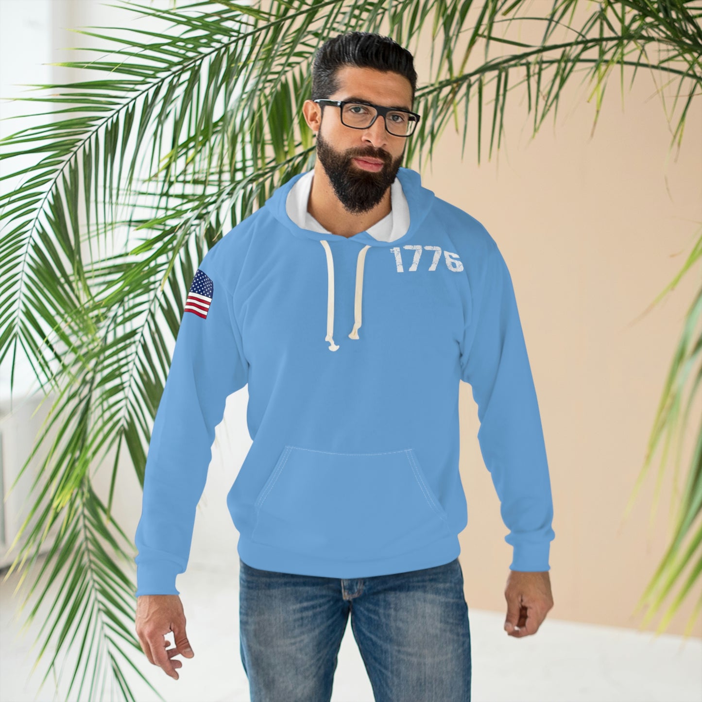 1776 - America Light Blue Hoodie (AOP)