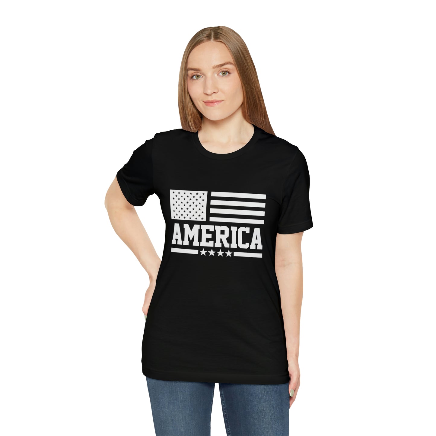 America Black & White Short Sleeve Tee