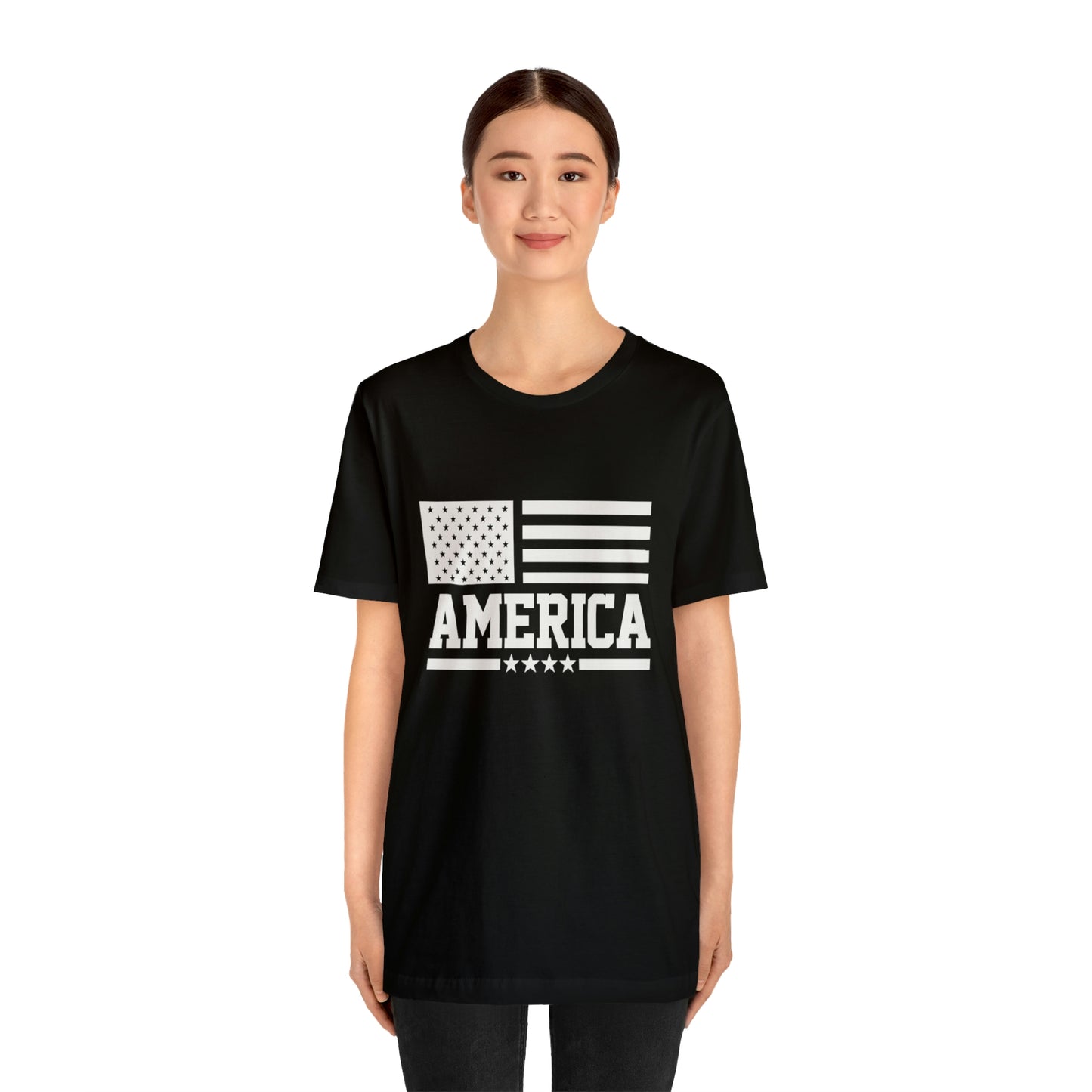 America Black & White Short Sleeve Tee