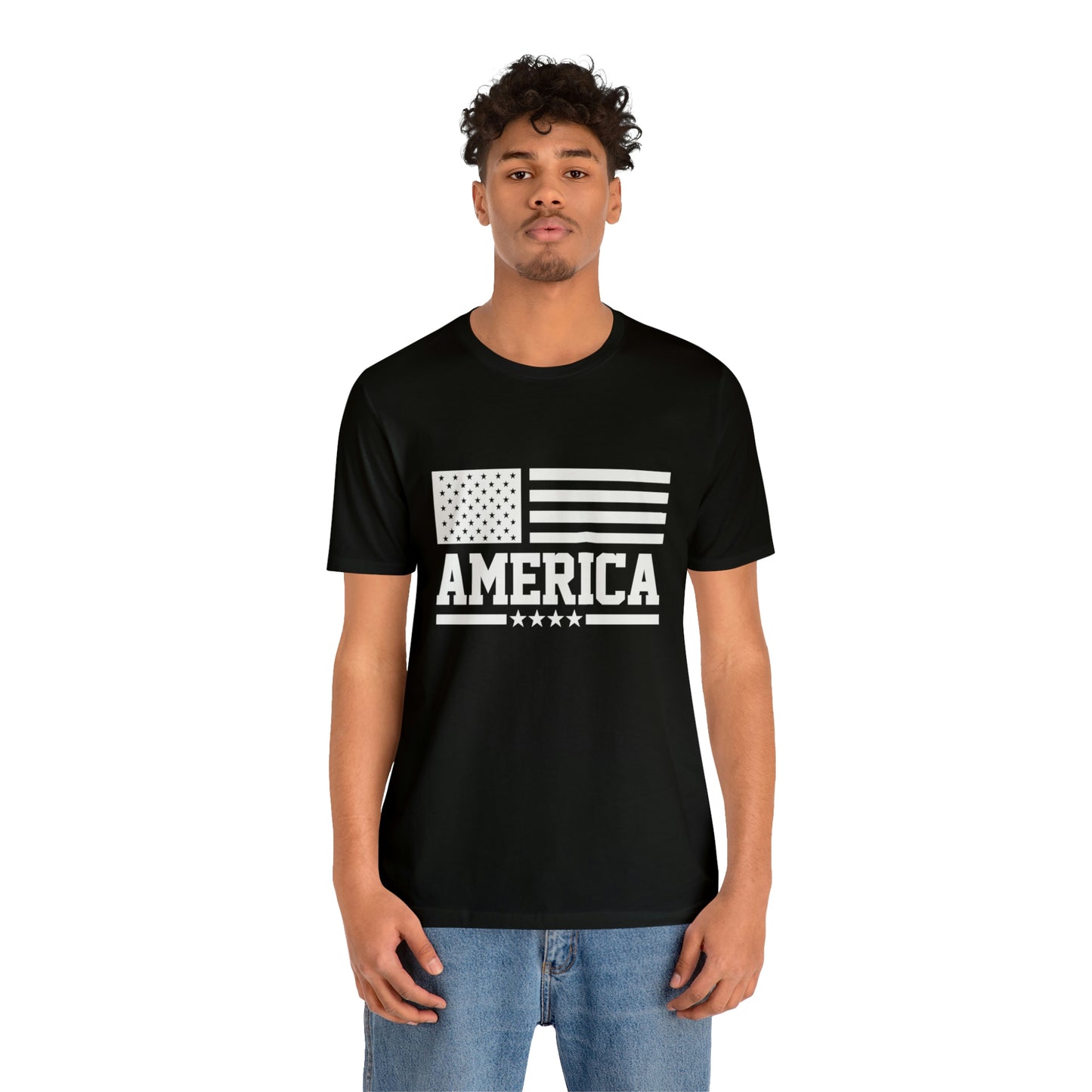 America Black & White Short Sleeve Tee
