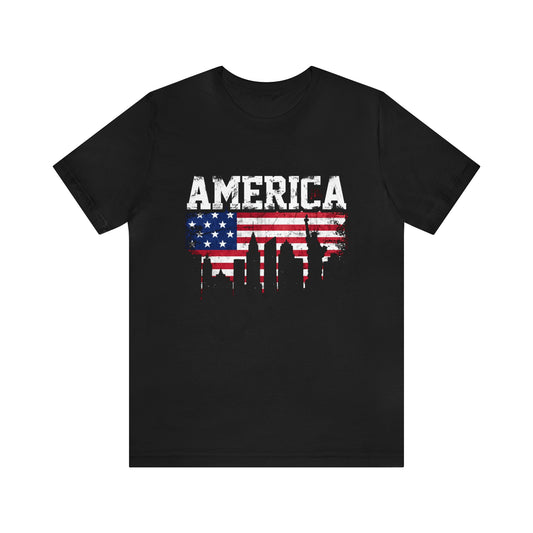 America Liberty Skyline  - Short Sleeve Tee