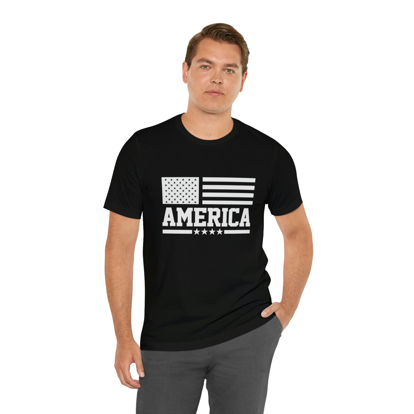 America Black & White Short Sleeve Tee